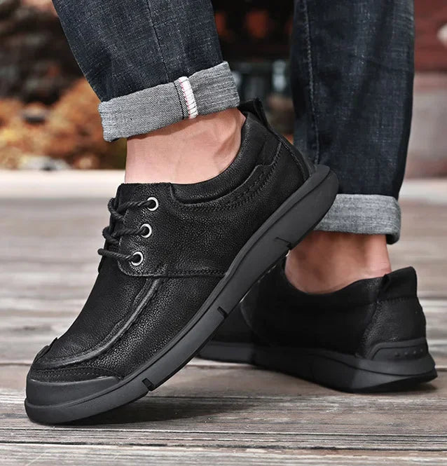 LIHUAMAO Cow leather Men Shoe Casual Walking footwear Sneakers outdoor work shoes sport