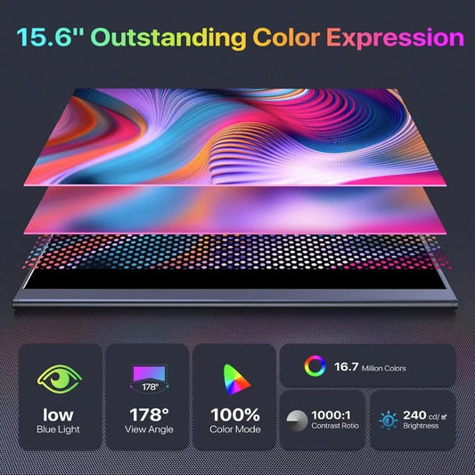 15.6 inch Portable Touch Monitor Gaming IPS FHD Laptop Extension Screen Display with Type C Mini HDMI For PS/Steam/Deck/Switch