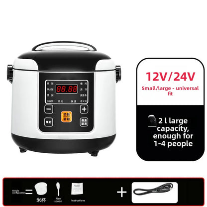 Portable Car Rice Cooker 2L Electric Truck Multi-Cooker Soup Porridge Cooking Food Steamer Electric Lunch Box 12V or 24V