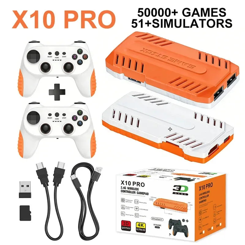 2026 New X10 PRO GameStick 128G 4K Video Game Console 3D Games Built-In 50K Games 40+ Emulators Retro Games Dual 2.4G Controller