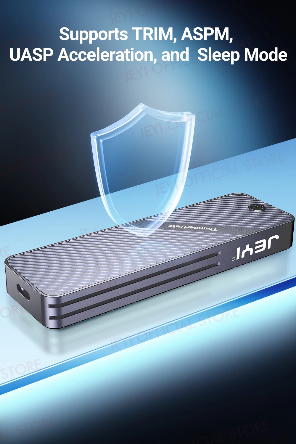 JEYI Visual Smart M.2 NVMe NGFF SSD Enclosure, Supports 5s Write Protection, 3s Re-connect, USB 3.2 Gen2 10Gbps, UASP Trim