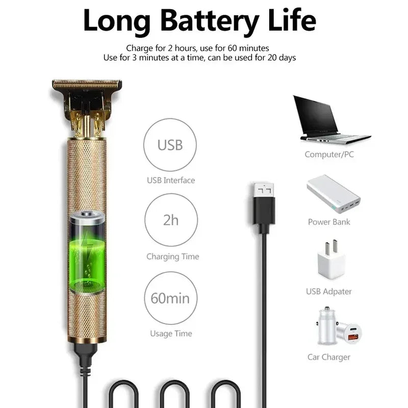 Electric Beard Trimmer for Men, Hair Cutting Machine, Rechargeable Hair Clipper, Barber Electric Shaver, Hot Sale