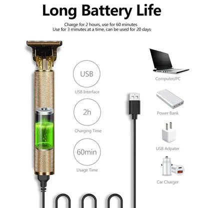 Electric Beard Trimmer for Men, Hair Cutting Machine, Rechargeable Hair Clipper, Barber Electric Shaver, Hot Sale