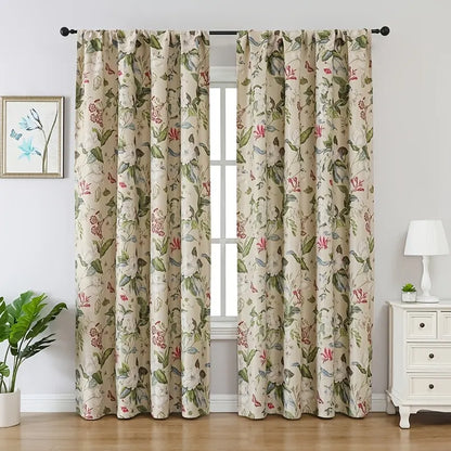 American Pastoral Print Blackout Curtain For Luxury Living Room,Noise Reduction Dustproof Blackout Curtain,Home Window Curtains