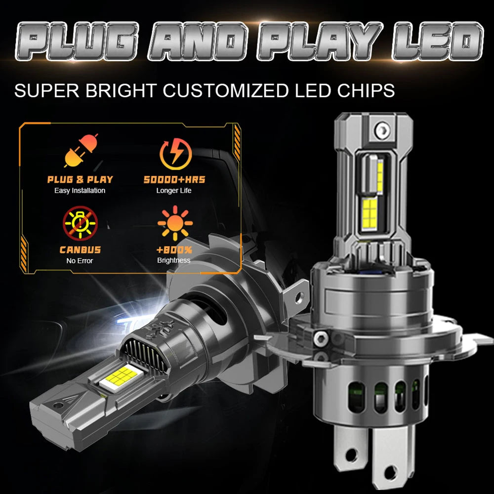 H7 H4 LED Bulb CANBUS Car Headlight High Power Auto Spotlights Super Bright Turbo Light Mini Wireless LED Headlamp Plug&Play 12V