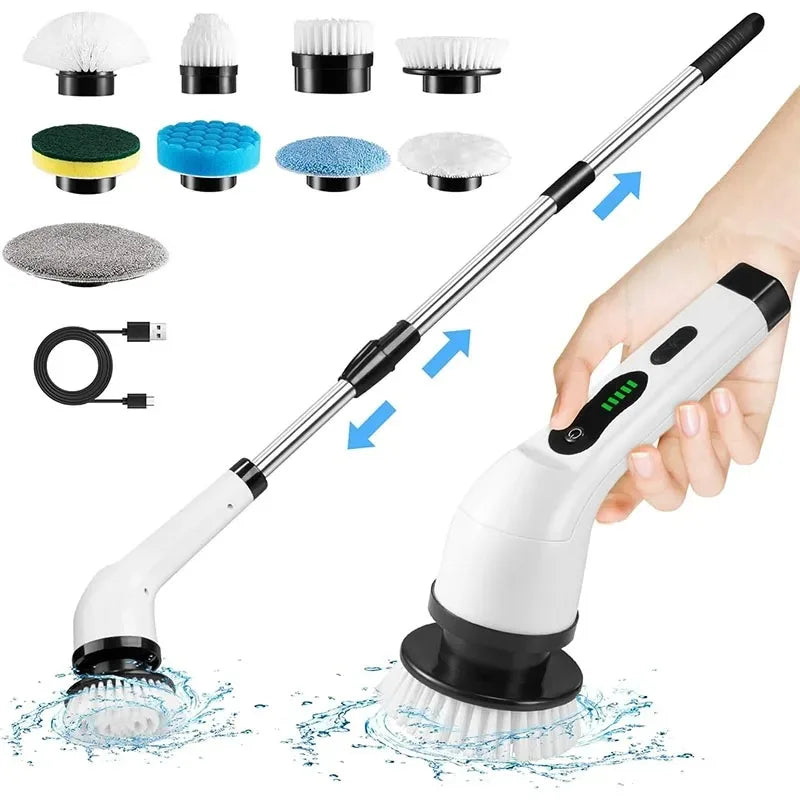Cordless Multifunctional Electric Cleaning Brush - Spin Scrubber Portable Toilet Mop for Kitchen & Bathroom