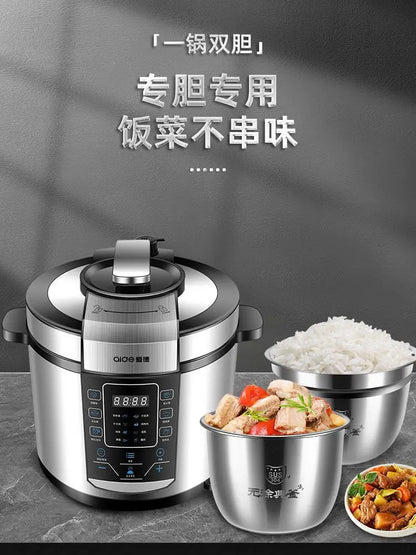 6L electric pressure cooker household large capacity 304 stainless steel intelligent pressure cooker multi-functional 220V