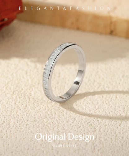 MODIAN Dazzling D Color Rectangle Moissanite Stackable Rings 925 Sterling Silver Eternity Band Rings For Women Fine Jewelry