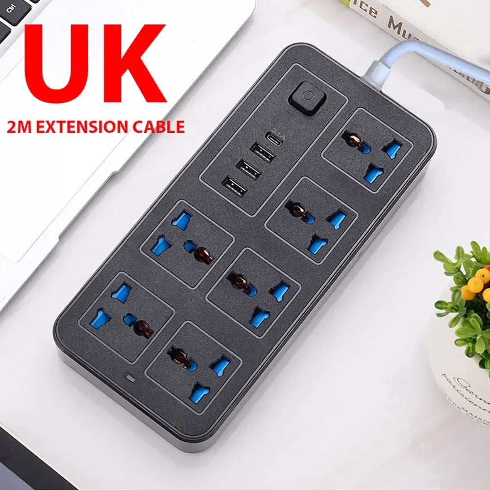 Universal Power Strip AC Outlet With Extension Cable Type C USB Ports Charger Electrical Socket For iPhone POCO Samsung Xiaomi