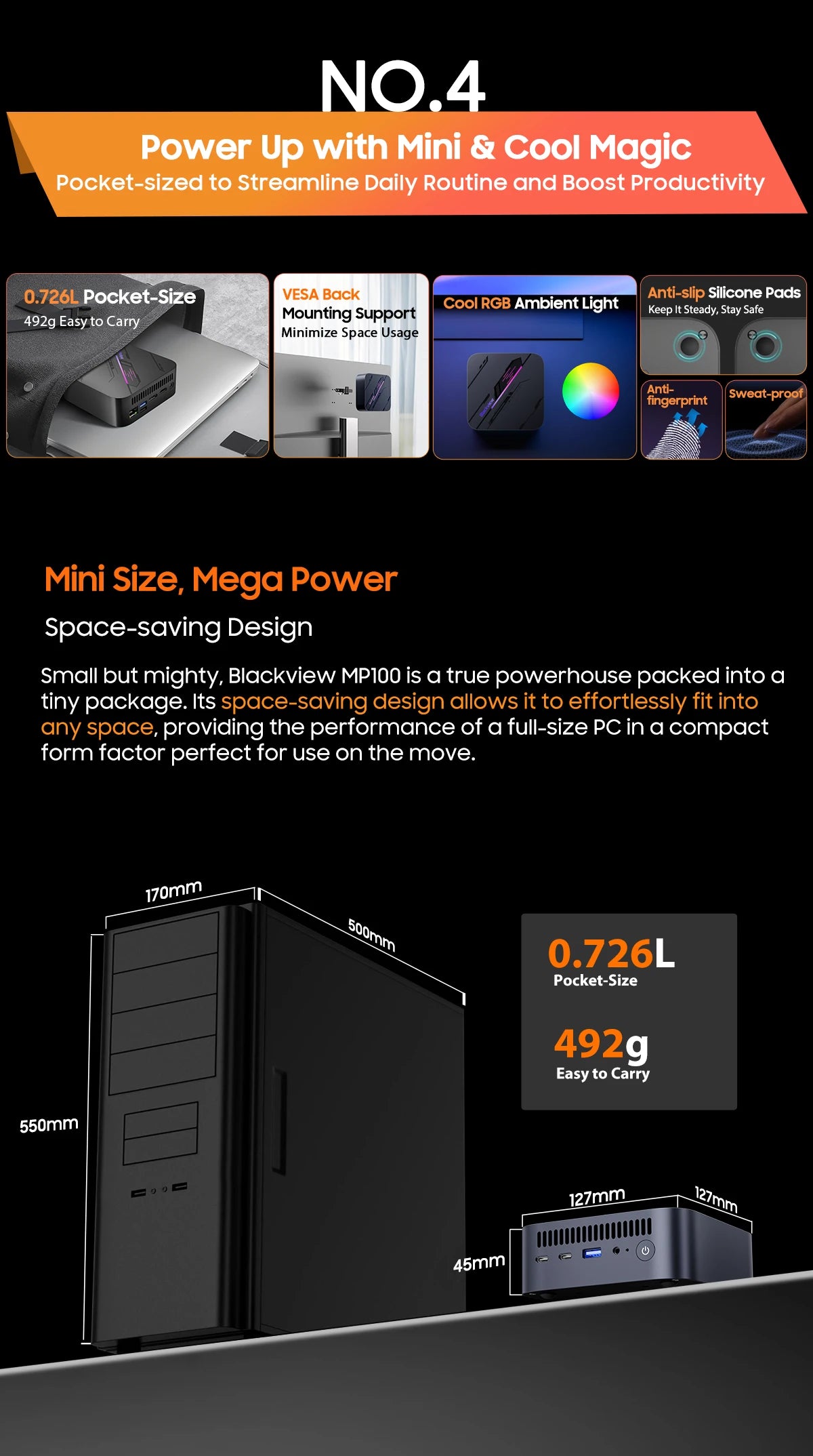 【Brand+】Blackview MP100 NEW Mini PC AMD R7 5700U/5825U  Windows 11 8-Core 16-thread 16GB DDR4 512GB/1TB SSD WiFi 6 Mini