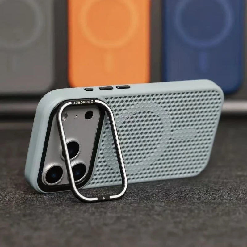 Camera mount mesh cooling case for iPhone 17 Pro Max 15 17 Pro 14 13 12 16 Pro Max For Magsafe wireless charging Shockproof cove
