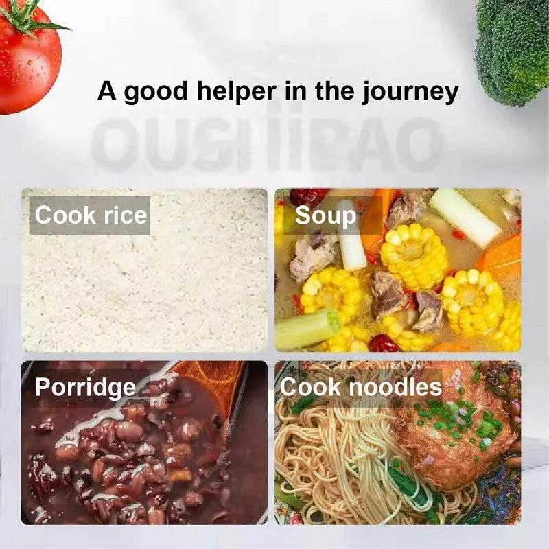 24V Car Electric Cooking Pot Non-stick Rice Cooker Portable Food Heater Multi-function Pot Truck Auto Keep Warm Pot 1.5L