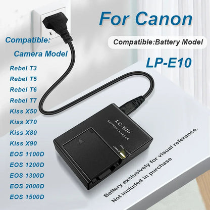 LC-E10/E LC-E10C LP-E10 BATTERY CHARGER For Canon LP-E10 EOS 1100D kiss X50 Rebel T3 EU Standard Plug