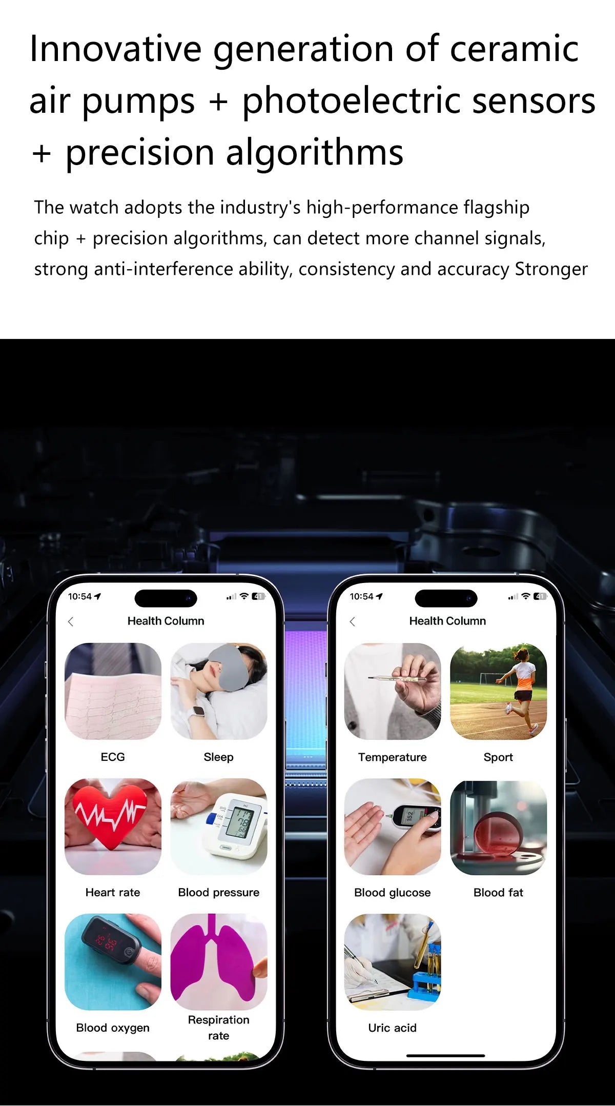 New Blood pressure Non-invasive Health Monitor Airbag Sports Smart Watches ECG+PPG Precise 1.43-inch AMOLED Calls Smartwatch NFC