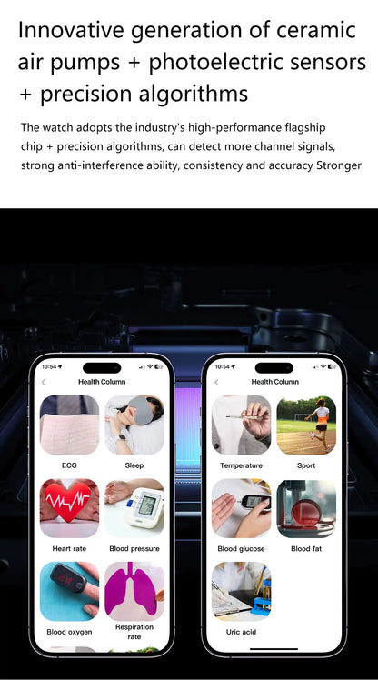 New Blood pressure Non-invasive Health Monitor Airbag Sports Smart Watches ECG+PPG Precise 1.43-inch AMOLED Calls Smartwatch NFC