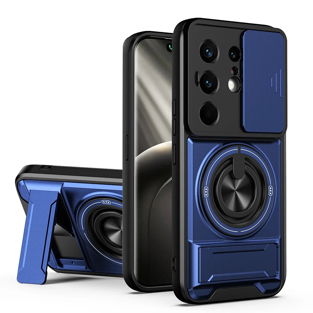 KEYSION Magnetic Phone Case for TECNO Camon 50 Pro 50 Ultra 5G Slide Camera Protection Upright Kickstand Ring Shockproof Cover