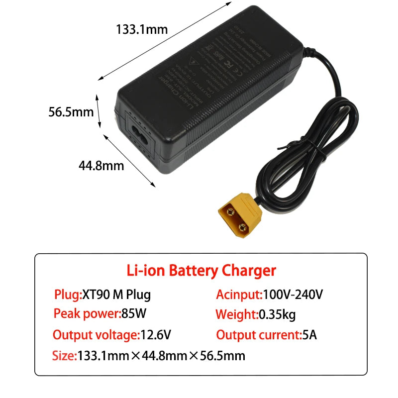 12.6V 5A Lithium Battery Charger for 3S 18650 Li-ion Packs (12V) EU/US/UK/AU Plug High Quality Charger