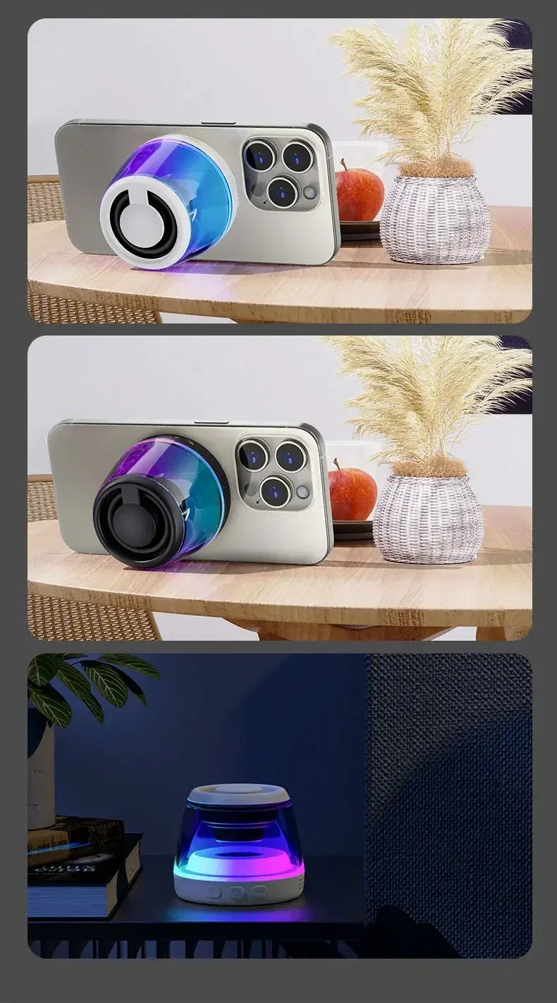 Mini Portable Speaker Magnetic Bluetooth Speaker RGB Magnetic Phone Holder Ring Wireless Sound Box Bluetooth Speaker Tower