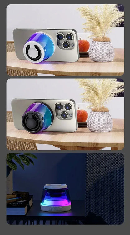 Mini Portable Speaker Magnetic Bluetooth Speaker RGB Magnetic Phone Holder Ring Wireless Sound Box Bluetooth Speaker Tower