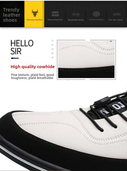 Extra Large Men's Shoes Casual Soft Bottom Leather Spring Autumn New Style 46 47 48 Trendy Shoes Comfortable Rubber Sole