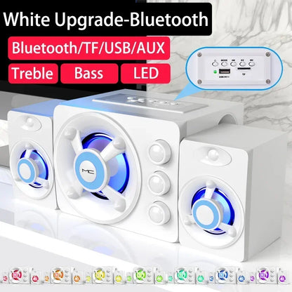 3D Hifi Stereo USB Active Bluetooth Speaker Computer Multimedia RGB Subwoofer AUX, USB, TF Suitable for TV, Computer Audio