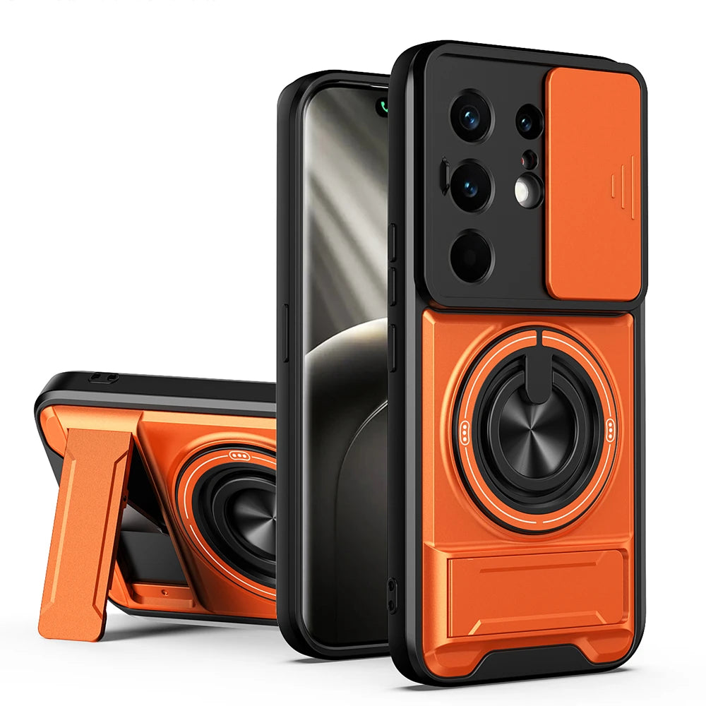 KEYSION Magnetic Phone Case for TECNO Camon 50 Pro 50 Ultra 5G Slide Camera Protection Upright Kickstand Ring Shockproof Cover