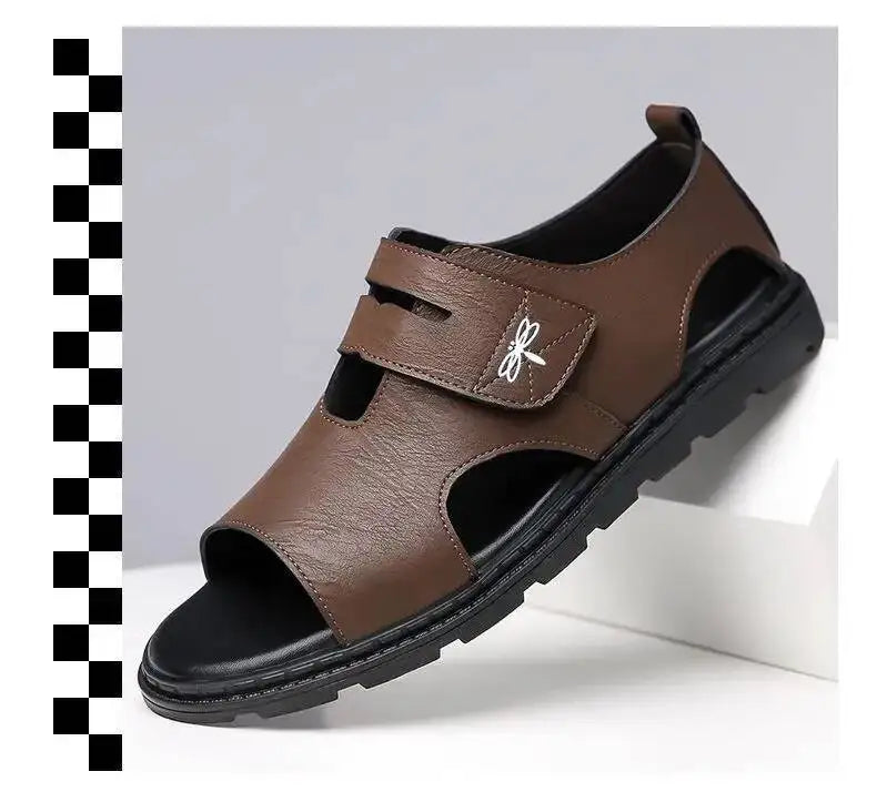 2025 New Fashion Brand Roman Sandals For Men Soft Sole Comfortable High-Quality Leather Beach Men's Casual Shoes
