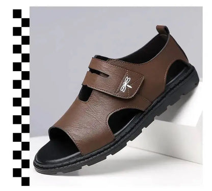 2025 New Fashion Brand Roman Sandals For Men Soft Sole Comfortable High-Quality Leather Beach Men's Casual Shoes