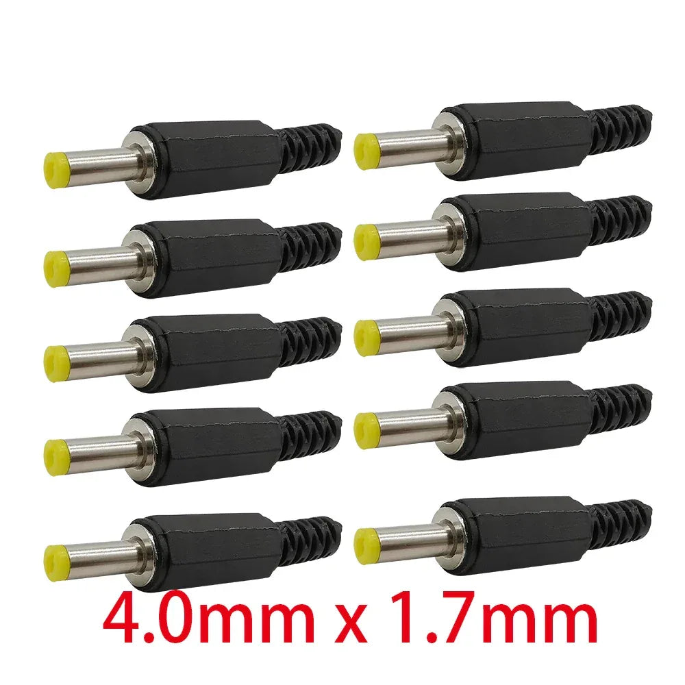 10Pcs 3.5 x 1.3mm 5.5 x 2.1mm 5.5 x 2.5mm 6.5 x 4.4mm DC Power Male Plug Jack Adapter Wire Charging Plug Electric Connector