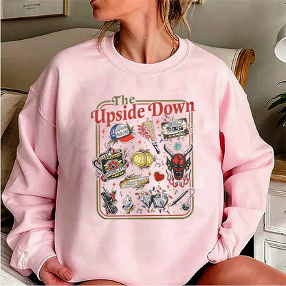 The Upside Down Sweatshirt Funny Hawkins Clipart Graphic Shirts Stranger ST5 Inspired Demogorgon Tops Trendy Gothic Sweatshirts