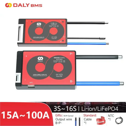 DALY BMS 3S 4S 6S 7S 10S 12S 13S 14S 15S 16S Li-ion And LiFePO4 32650 21700 18650 BMS 15A To 100A With Balance Function And NTC