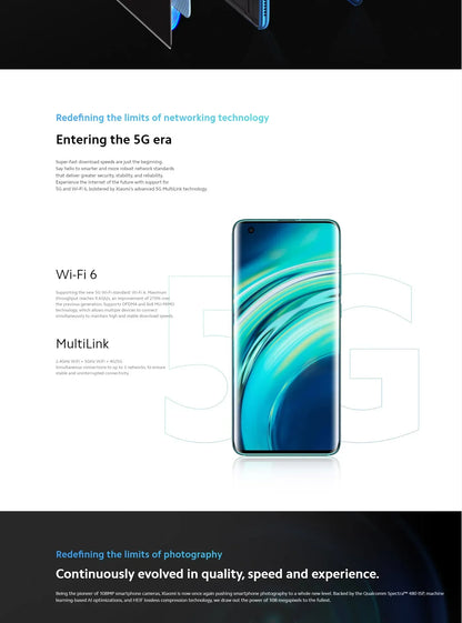 Xiaomi 10 5G Android  6.67 inch Qualcomm Snapdragon 865 RAM 12GB ROM 256GB used phone