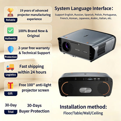 4200 ANSI 4K UHD Projector Smart Android 14 Google TV Video Beamer 2.4G+5G WiFi6 TOF Auto Focus Dual Speaker Home Theater 2026