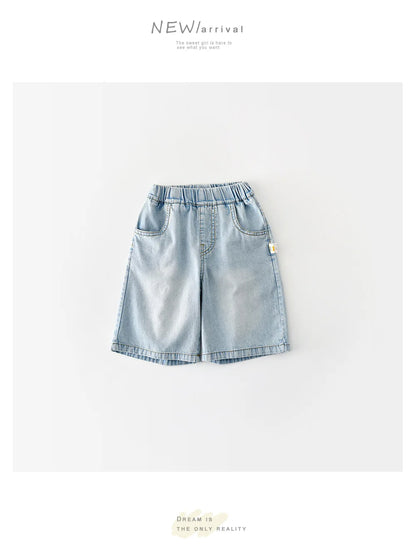 2026 Summer New Baby Thin Denim Shorts Children Casual Pants Boys Girls Loose Jeans Shorts Solid Kids Clothes