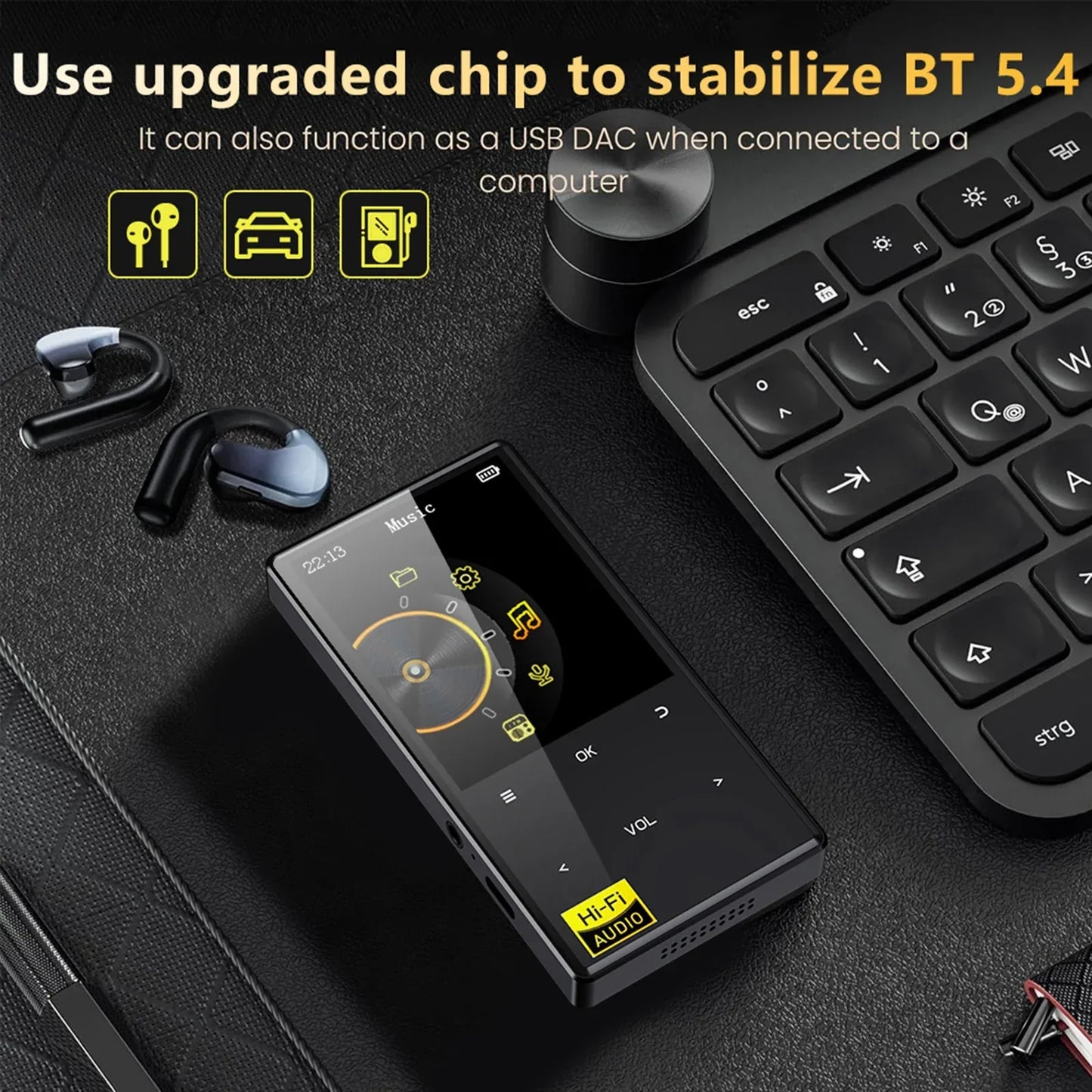 Hi-Fi MP3 Player with Bluetooth and WiFi Lossless DSD High Definition Portable Hi-Fi Digital Audio Music Player Voice Recorder