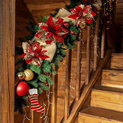 40PCS Artificial Glitter Christmas Flowers with Clips for Xmas Tree Ornament Fake Flower Floral New Year Party Home Decoration