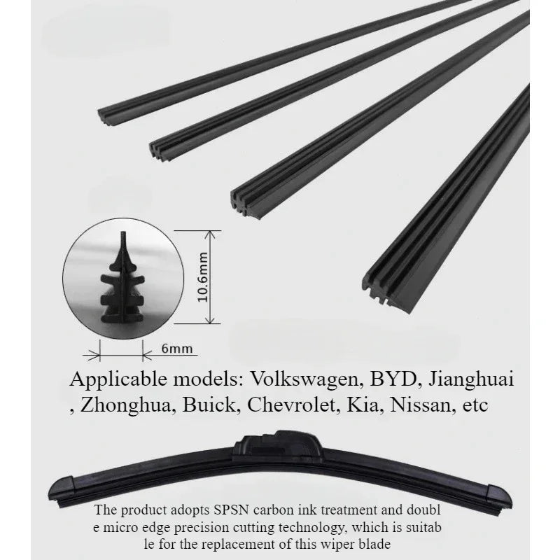 18inch 16inch Car Wiper Rubber Strip 28inch Rubber Integrated Boneless Wiper Blade 24inch 20inch Wiper Strip Replacement 2pcs