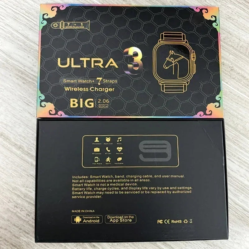 7 Watch Straps New Watch10 Ultra 3 Smartwatch 2.2HD Amoled Circular Screen ECG Monitoring Reloj Inteligente Wristwatch
