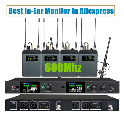 Leicozic Best Stereo In-Ear Monitor PM20 2Channel Wireless Ear Monitoring System Rack-Mount True Diversity 4 Receiver 500/600Mhz