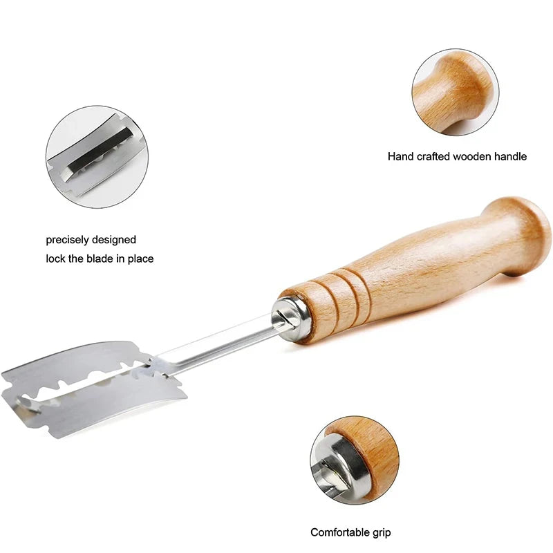 304 Stainless Steel Dough Whisk with Smooth Wooden Handle Sourdough & Bread Mixing 13 Inch Danish Dough Whisk Bread Tools