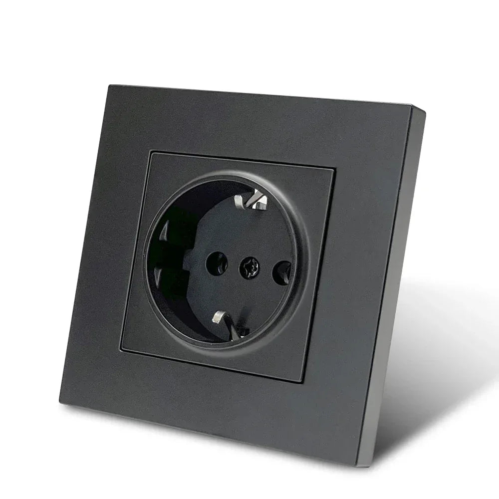 Black 250V With Ground Paint Plastic Plugs Socket AC EU Standard Flame Retardant Electrical Outlets Classic Wall Embedded Socket