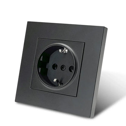 Black 250V With Ground Paint Plastic Plugs Socket AC EU Standard Flame Retardant Electrical Outlets Classic Wall Embedded Socket
