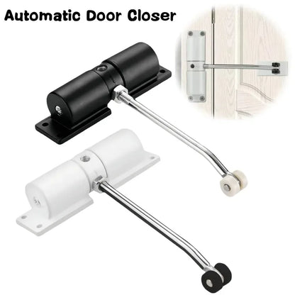 180 Degree Automatic Door Closer Metal Adjustable Heavy Duty Safety Spring Silence Durable Convert Hinged Door Interior Exterior