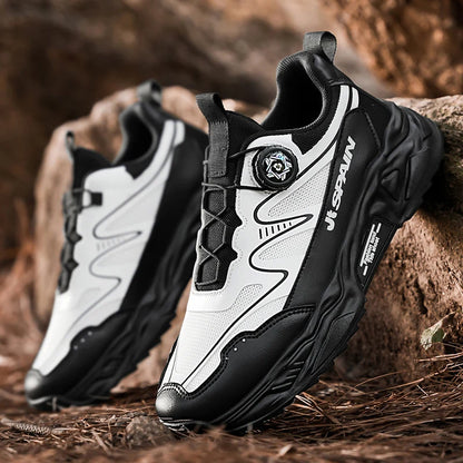 Men's casual sports shoes four season new rotating shoelaces comfort outdoor running walking shoes breathable soft-sole sneakers
