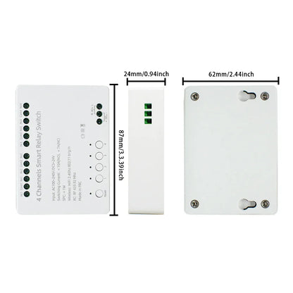 【4 Channel Smart Relay】Tuya WiFi+RF433 DIY Module AC 100-240V/DC 5-24V Alexa Remote Timer Switch for LED Light Home Automation