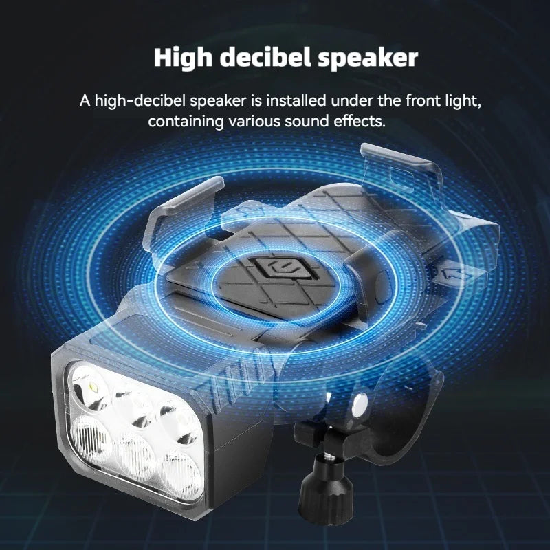 Bicycle Front Light with Horn & Phone Holder Cycling Bicycle Headlight Multifunctional Phone Holder Lamp Cycling Accessories