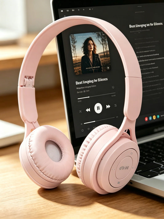 Y08 new style head-mounted wireless Bluetooth earphones, macaron color scheme, foldable, Bluetooth 5.3, long battery life, pink by PDG ibma