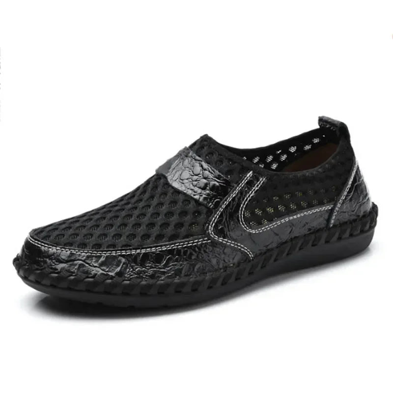 2025 Summer Shoes Men Loafers Mesh Breathable Flat Non-slip Mens Casual Shoes Brand Footwear Plus Size 45 Black Green Blue D328