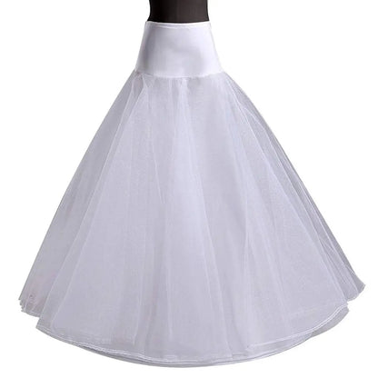 A-Line 1 Hoop White Petticoat for Weeding Dress Adjustable Size Bridal Gown Underskirt.