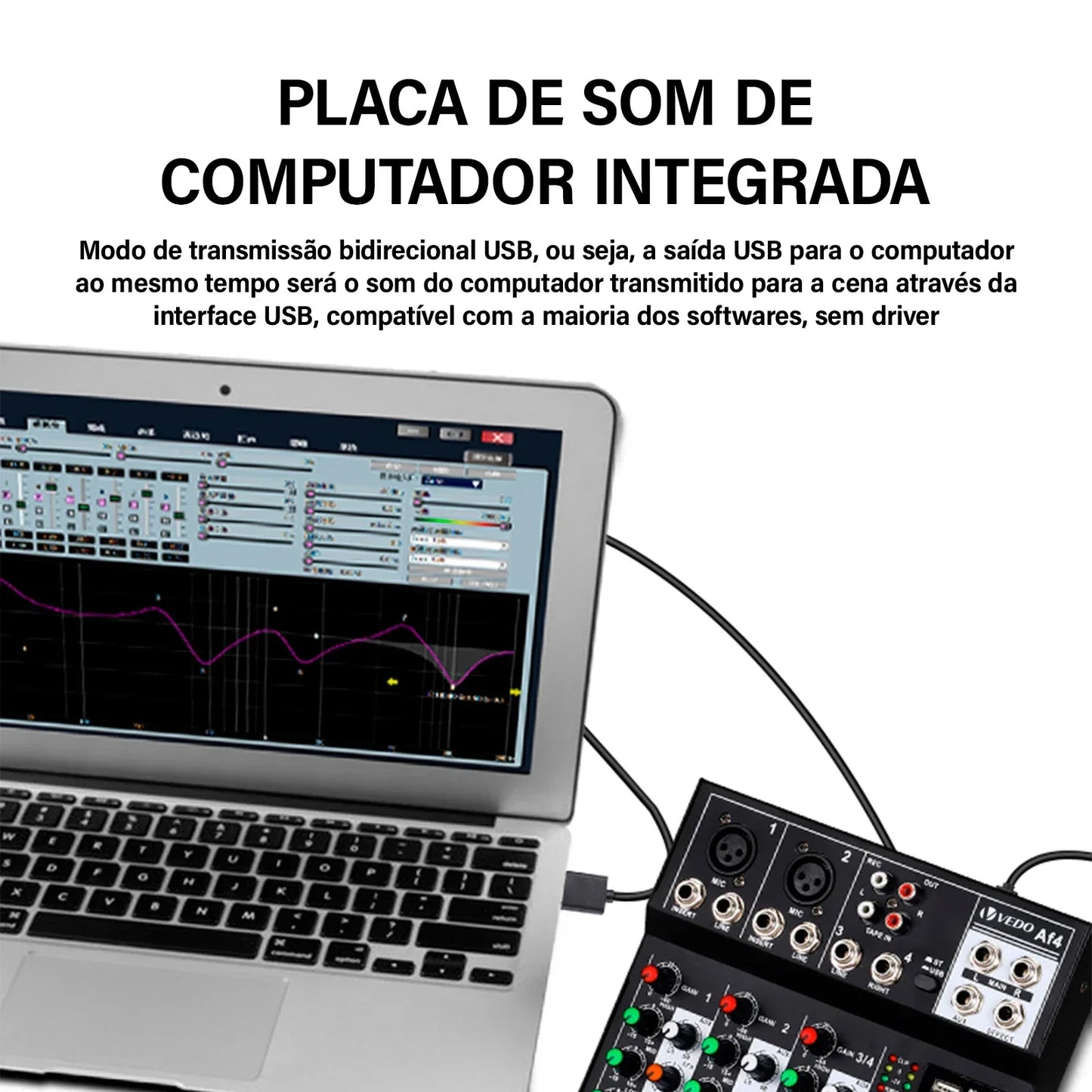 VEDO AF4 Mixer Analog Mixer Merged Digital Sound Card 4 Channels Personalized Function Settings Analog Mixing Console For Live